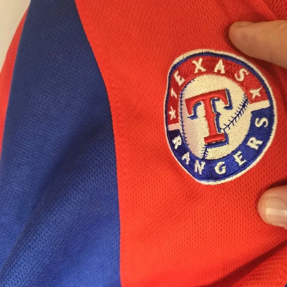 Majestic Texas Rangers MLB Baseball Jersey Red Blue Embroidered Men's Size 2XL